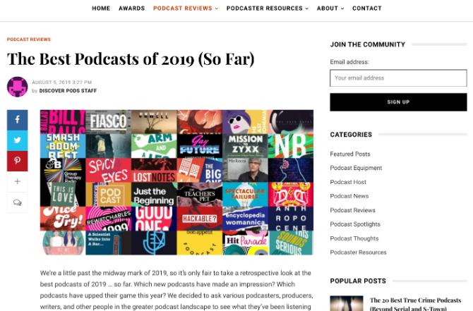 Discover Pods är full av listor över bästa podcast och avsnitt för varje genre