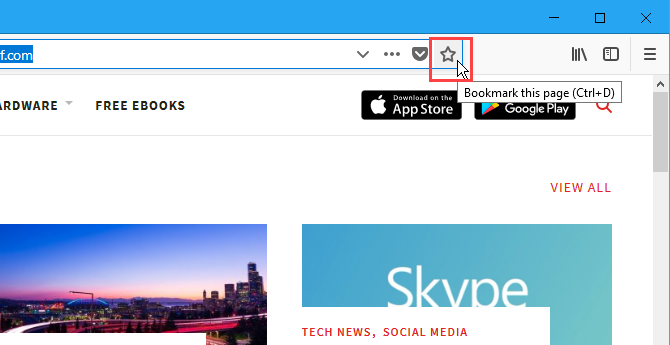 Bokmärk den här sidan i stjärnfältet i Firefox