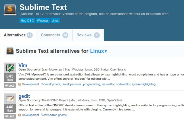 linux-programvaru alternativeto
