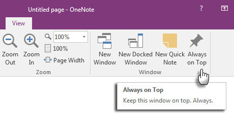 Microsoft OneNote - Snabbanmärkning på toppen