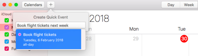 skapa snabb händelsekalender mac