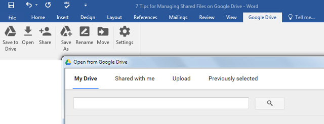 Google Drive-plugin för MS Office