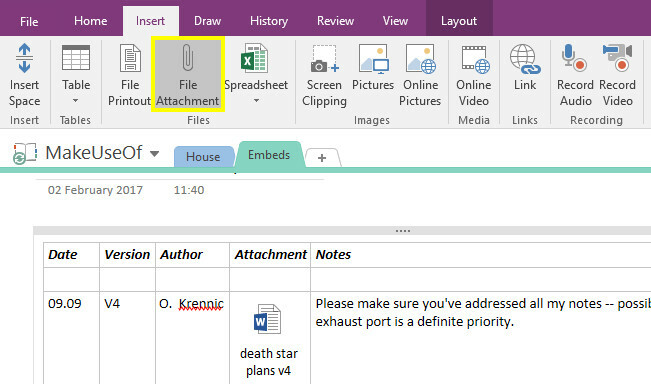 Bädda in media för att förvandla OneNote till en filbilaga för digital klippbok