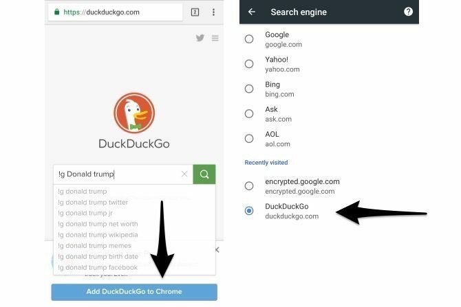 duckduckgo bang krom mobil