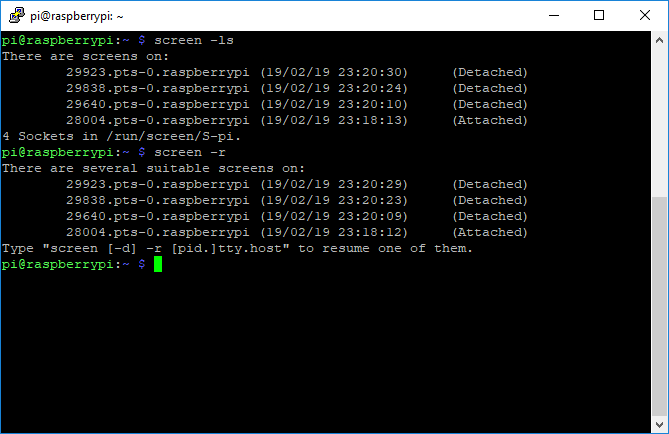 GNU-skärmens terminalskärm