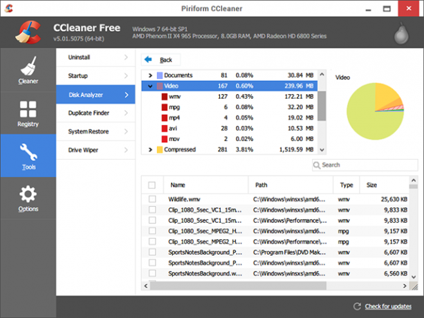 visualisera diskutrymme-CCleaner