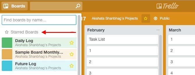 Trello Starred Boards