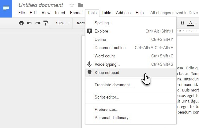 Google Keep och Google Drive