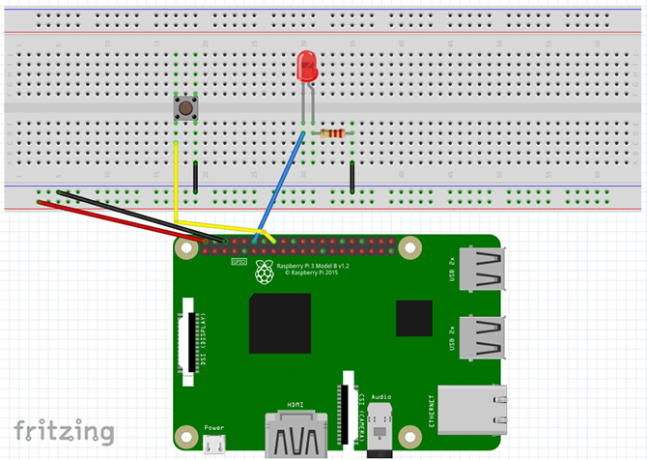 Fritzing Diagram för Pi-knappsstudie