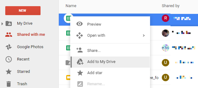 Google Drive delas med mig