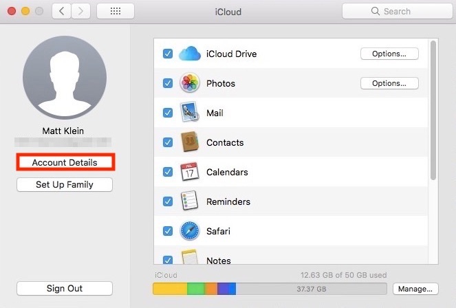 Mac iCloud-inställningar