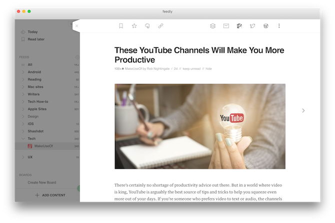 Mac RSS Readers Feedly för Mac 2