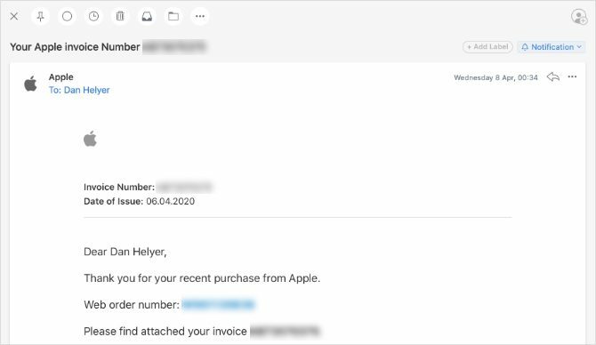 Apple fakturar e-post