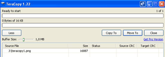 Detta är en skärmdump av ett av de bästa Windows-programmen för att kopiera filer. Det heter TeraCopy.