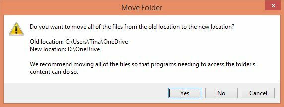 Flytta OneDrive-mappen