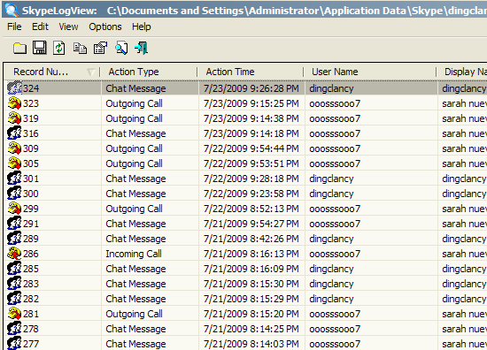 Skype-loggvy