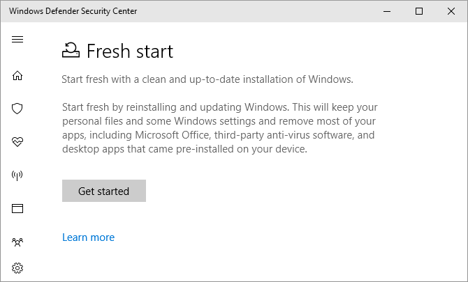 windows 10 försvarare ny start