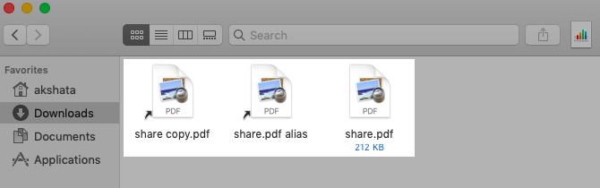 Symlink och alias för en fil i Finder på macOS