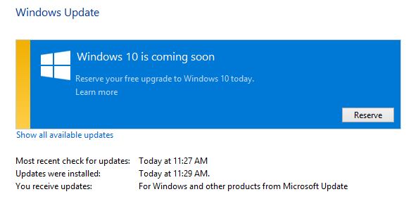 Windows 10 kommer Windows Update