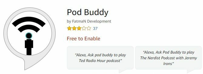 Pod Buddy för amazon echo podcasts