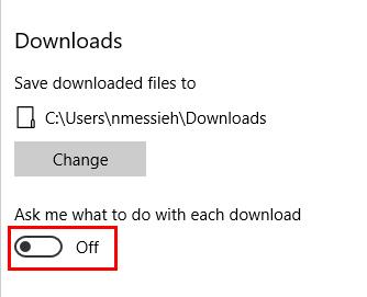 Hur du inaktiverar Microsoft Edges fråga om att spara nedladdningar EdgeDownloads