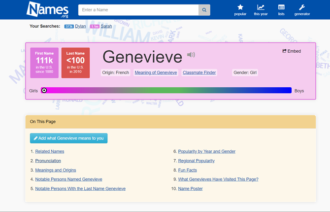 Names.org är en stor databas med namn