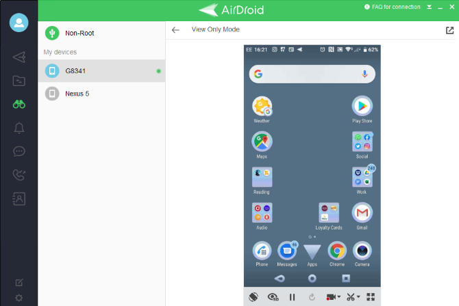 Spela in Android-skärmen på din dator med AirDroid