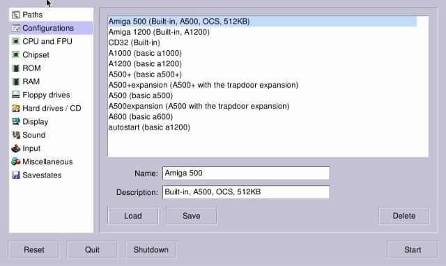 Välj en konfiguration för din Amiga-emulering