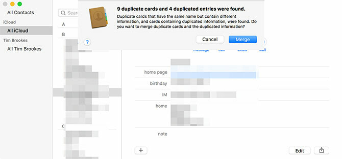 Slå samman duplicerade kontakter macOS