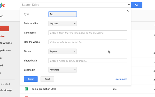 google-drive-avancerad sökning