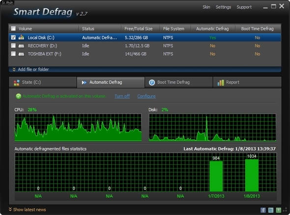 IObit Smart Defrag: Ett fantastiskt hårddiskdefragmenterings- och optimeringsverktyg [Windows] UI Automatic Defrag