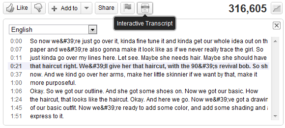 youtube interaktivt transkript